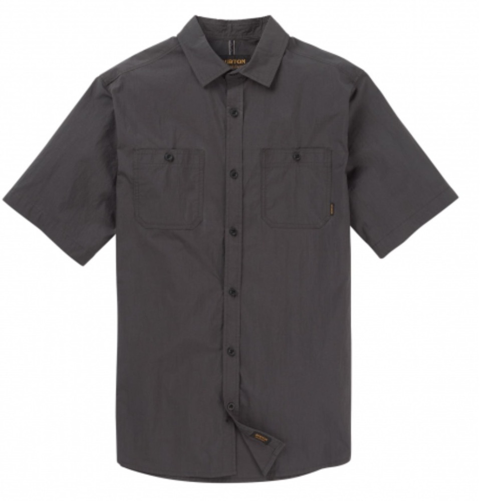 BURTON Ridge Short Sleeve Shirt Snowboarding Skater Button Up Grey Black Blue XL